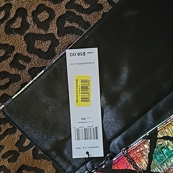 BCBG Max Mara Holographic Iridescent Clutch w/ Chain Strap Bag! - Picture 7 of 7